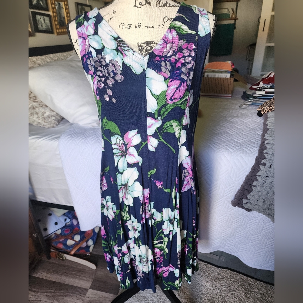 Premise Blue and Purple Pleated A-line Maxi Dress